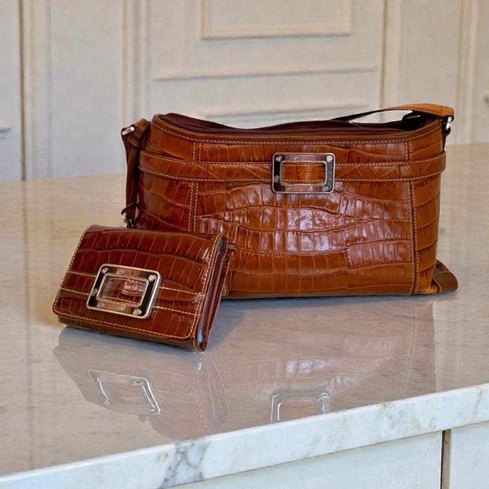 Brighton Faux Croc Bag & Matching Wallet With Strap